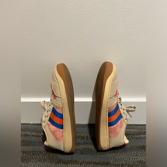 Gucci Grey/ Pink Nubuck Leather and GG Canvas Screener Sneaker Women EU38/US7.5 - Picture 4 of 10